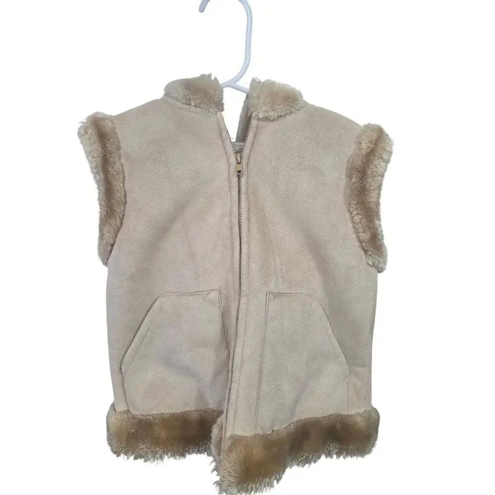 Beige Fur Lined Hooded Vest - Nicholas & Bears - 4T